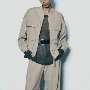 Zara Pocketed Bomber Jacket Size L
